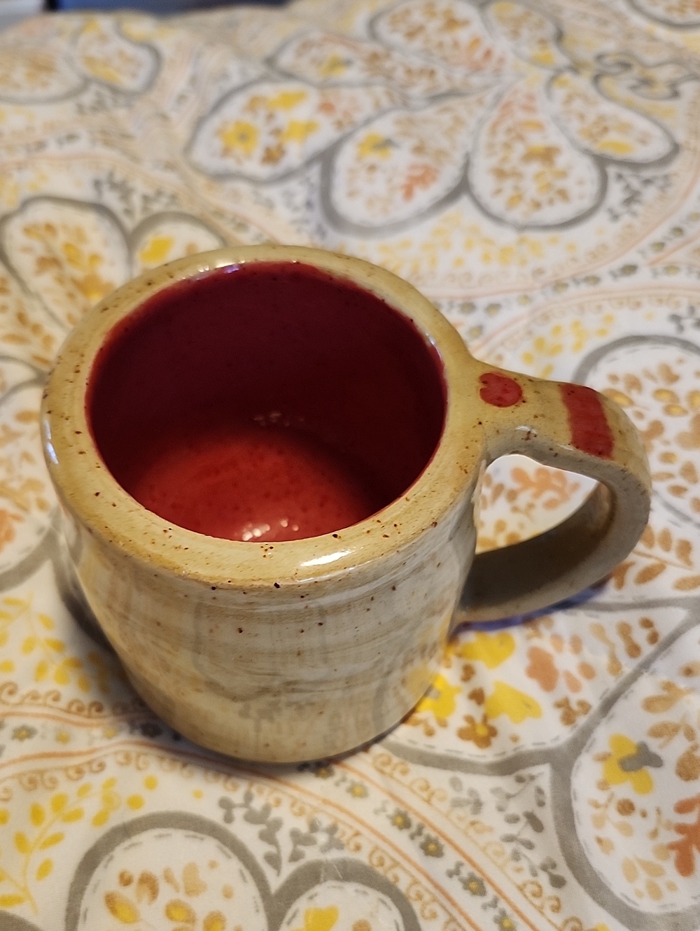 Handmade Ceramic Mug with Red Interior